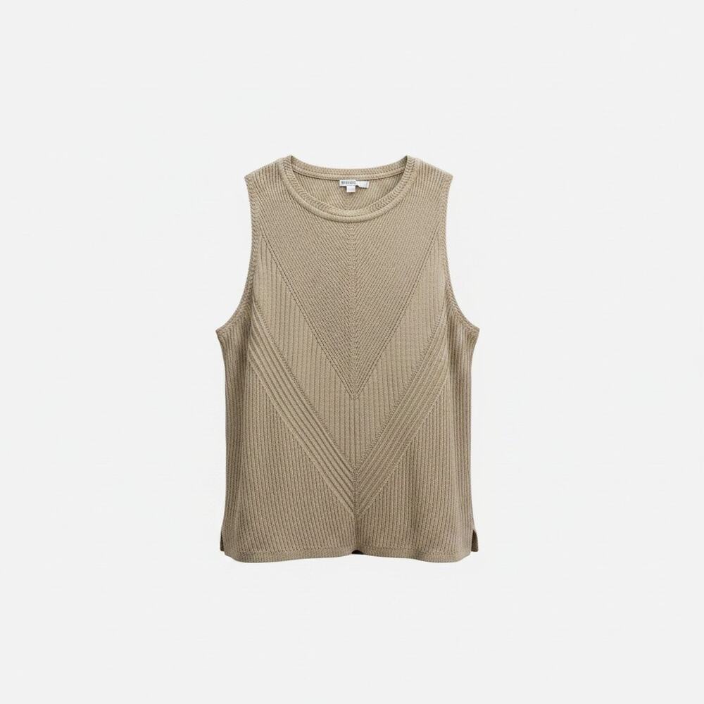 Chico's Sleeveless Knit Sweater Tank Top 3 / XL Neutral Beige Tan